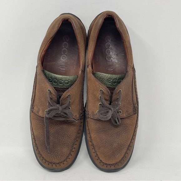 Ecco Fusion II Moc Toe Shoes Mens 10 EU 44 Brown Leather Lace Up Oxfords Casual